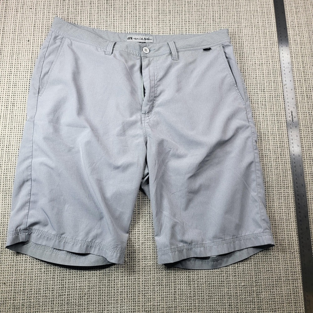 Travis Mathew Shorts Mens 36 Gray Chino Golf Performance 10 Inseam Casual